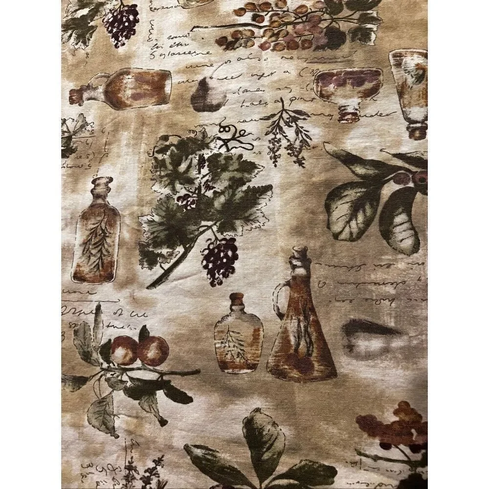 Tuscan Tablecloth Rectangular Grapes Herbs Italy Mediterranean Festive 48”x48”